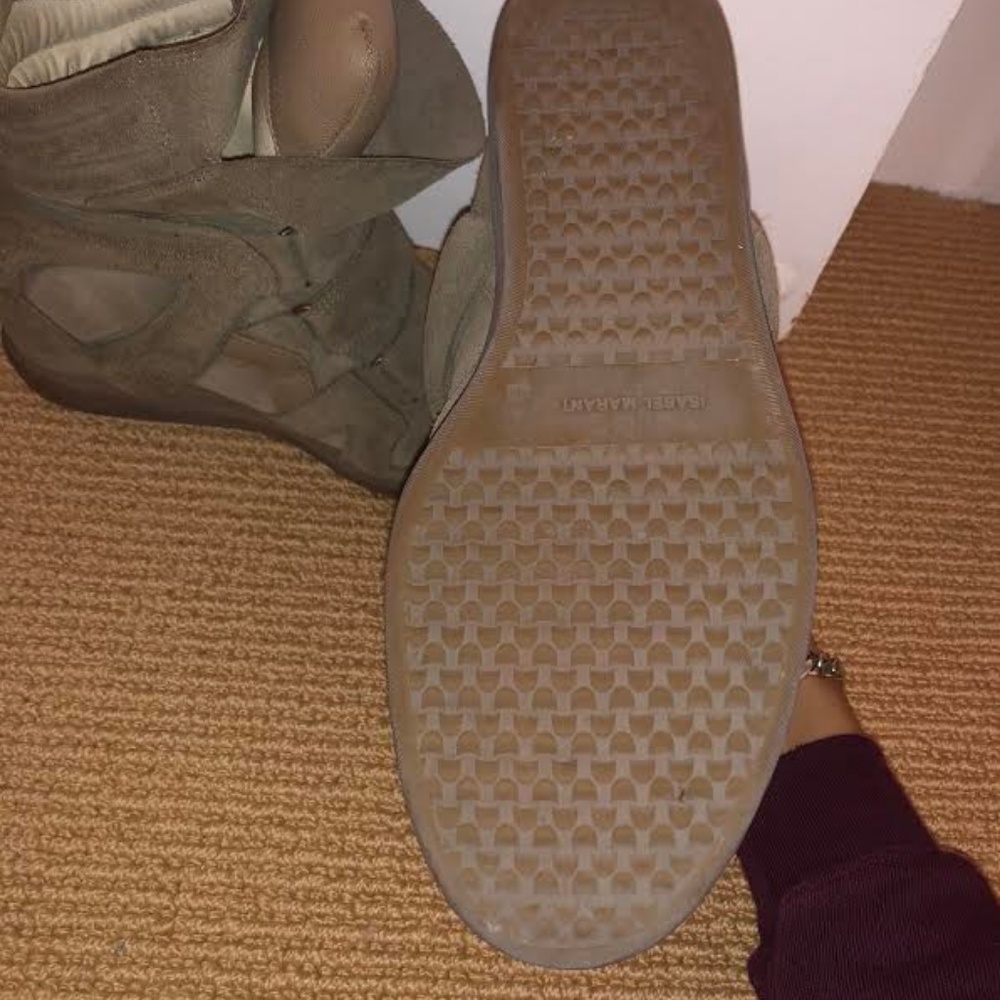 Isabel Marant Taupe Suede Beckett Wedge Sneakers - Picture 5 of 5